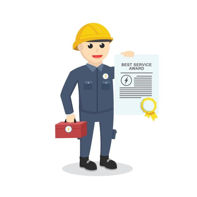 electrician-showing-his-award-certificate-design-character-on-white-background